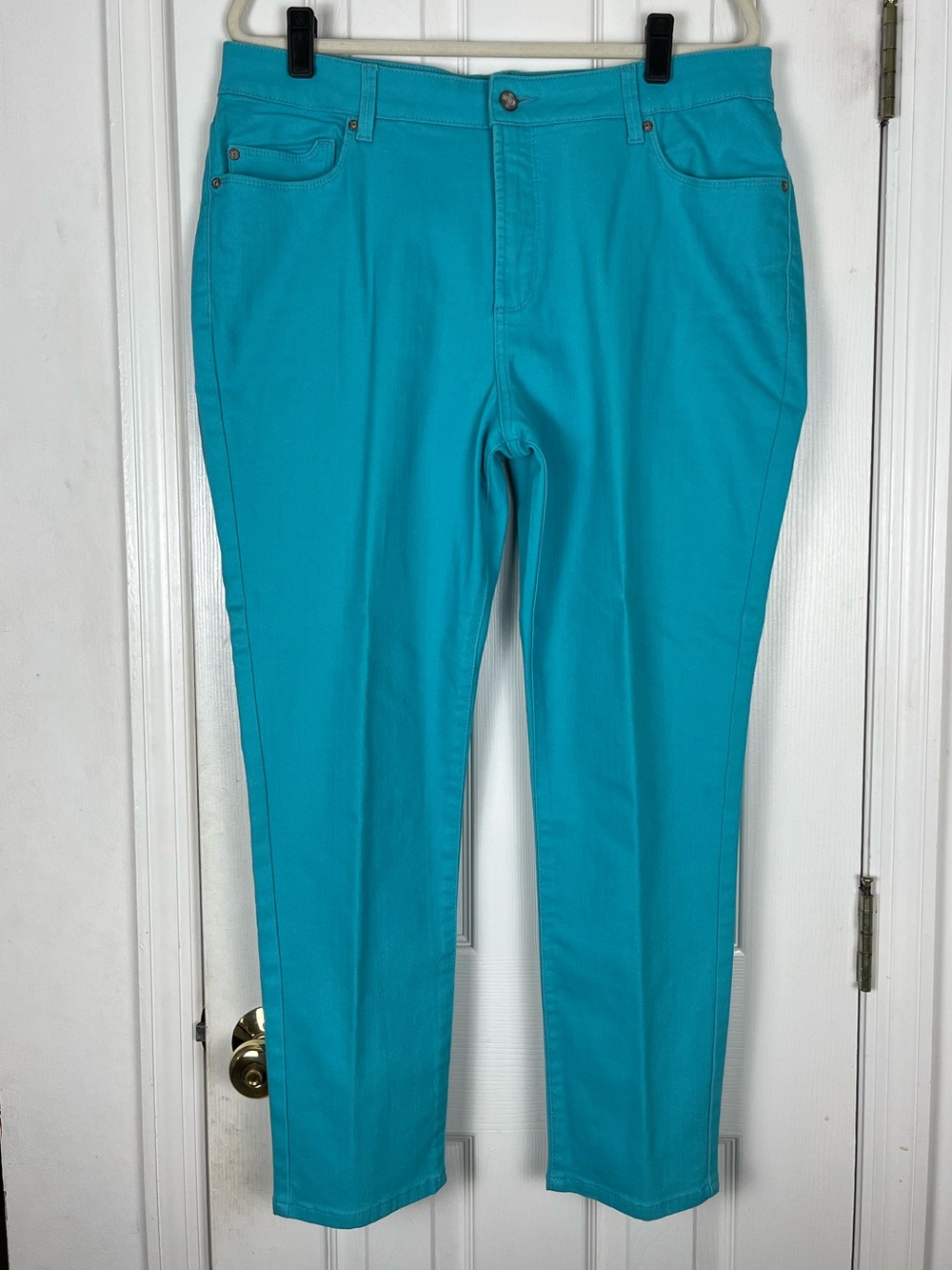 NYDJ Turquoise High Rise Stretch Denim Jeans Sz 16W Lift & Tuck Tech
